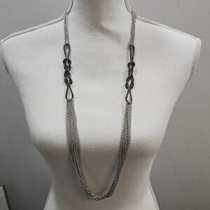 Gwen Long Gunmetal Silver Rope Chain Grunge Punk Rock 35" Necklace Edgy